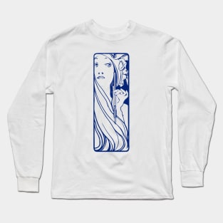 Alphonse Mucha "the muse of art" (blue) Long Sleeve T-Shirt